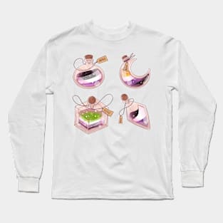 LGBT potions sticker set of four non-binary, Asexual, a romantic and demisexual Long Sleeve T-Shirt